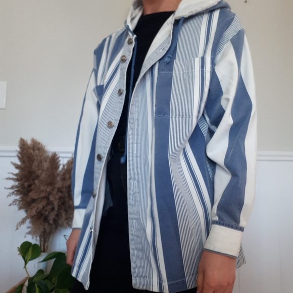 Vintage 90's striped jean shacket - Picture 5 of 10